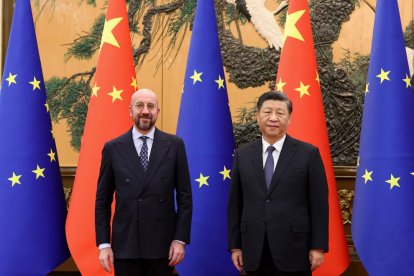 El presidente del Consejo Europeo, Charles Michel, reunido el viernes con el líder chino, Xi Jinping.