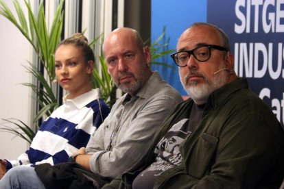 Ester Expósito, Jaume Balagueró y Álex de la Iglesia, en Sitges 2021.