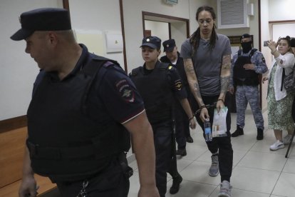 Brittney Griner, cuando fue condenada en Rusia.
