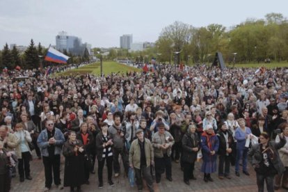 Acto prorruso del documental ‘Donetsk, la batalla de Ucrania’.