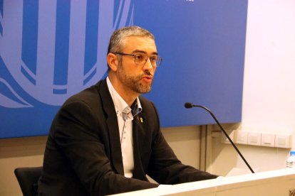 Bernat Solé, durant la compareixença a la Delegació del Govern a Lleida després de la confirmació de la seva inhabilitació per part del Tribunal Suprem.