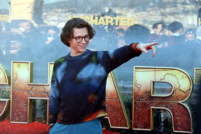 El británico Tom Holland, que interpretó a Spiderman, en la presentación de su nuevo film en Montjuïc.