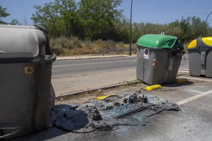 Vista de contenedores afectados en la calle Ferran el Catòlic.