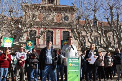 Unió de Pagesos anunció la campaña de movilizaciones ayer frente al Parlament de Catalunya.