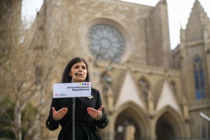 La secretària general d’ERC, Marta Vilalta, ahir a Manresa.