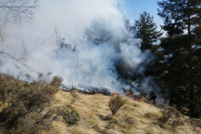 Imagen del incendio de ayer en Les Valls de Valira. 