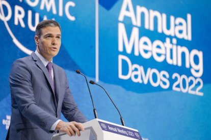 Sánchez durant la seua intervenció al Fòrum Econòmic de Davos.