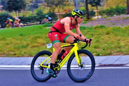 Sergi Jurado, durante la participación en una prueba ciclista.