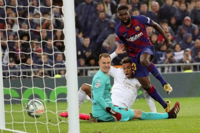 Umtiti, en una imatge d’arxiu d’un partit del Barça.