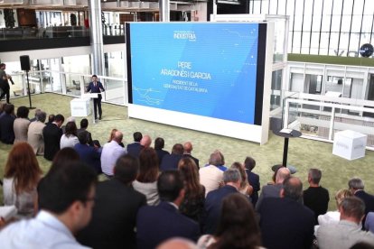 El president de la Generalitat, Pere Aragonès, a la presentació del Pacte Nacional per a la Indústria.