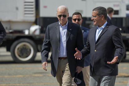 Joe Biden en una visita recent a Puerto Rico.