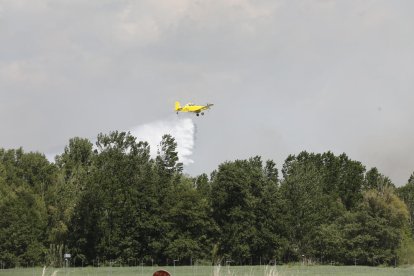 Imatge d’un dels avions fent una descàrrega d’aigua.