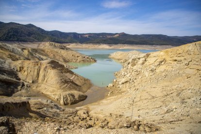 Estat actual de Canelles, a la conca de la Noguera Ribagorçana, que està a un 23% de capacitat.