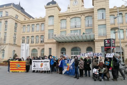 Una de les mobilitzacions en favor de la línia de Lleida a Saragossa.