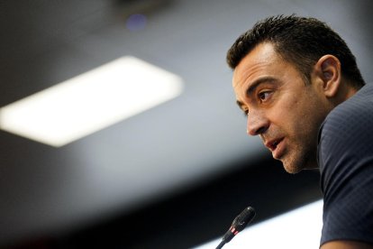 Xavi Hernández, ayer en rueda de prensa.