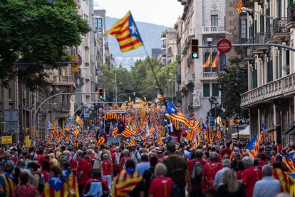 Assistents de la manifestació que l’ANC va convocar per la Diada el 2021 a Barcelona.