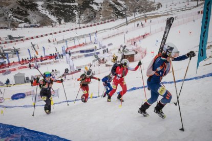 Esquiadores durante una de las pruebas de los Europeos de esquí de montaña en febrero en Boí Taüll.