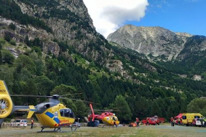 Una imagen del dispositivo de búsqueda del excursionista desaparecido en Aigüestortes.