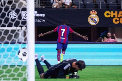 Aquest gol al Madrid serà l’últim de Dembélé com a blaugrana.