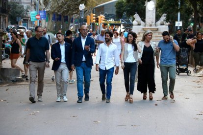 Dirigents del PDeCAT arriben a l’acte final de la passada campanya electoral el 21 de juliol.