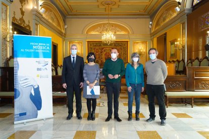 Presentació ahir a la Paeria del VI Premi BBVA de música.