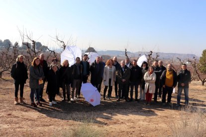 Presentación del proyecto ‘Segrià Terra de Floració’, ayer en un finca de Soses. 