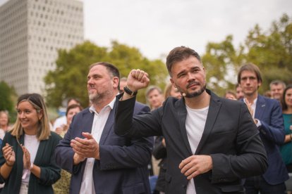 El líder d’ERC al Congrés, al costat del president del partit, Oriol Junqueras, en una foto d’arxiu.