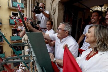 Luis Sabalza, en el chupinazo.