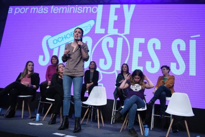 La ministra d’Igualtat, Irene Montero, dissabte en una trobada feminista a Madrid.