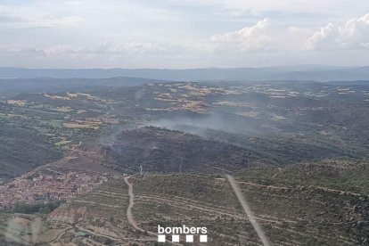 Vista aérea de la zona calcinada en Sanaüja. 