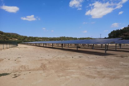 Parte de los paneles solares instalados en Bovera para el autoconsumo de energía del Garrigues Sud.