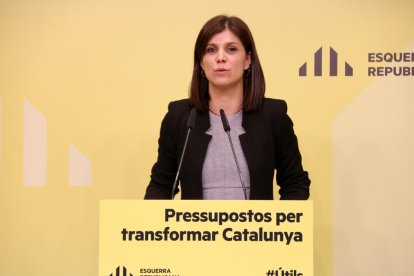 La portaveu d’ERC, Marta Vilalta, ahir en roda de premsa.