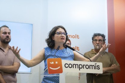 Mónica Oltra durant la roda de premsa en la qual va anunciar la seua dimissió, el 21 de juny del 2022.