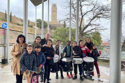 El grupo de batucada de la Escola La Seu Vella de Lleida. 