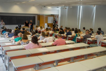 Una de las aulas del campus de Cappont donde ayer se examinaron los opositores.