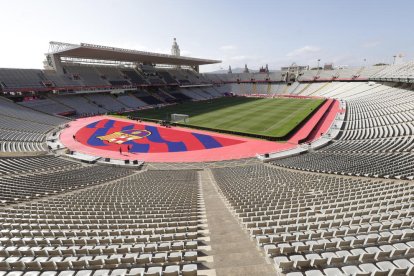 Aspecto del Estadi Olímpic Lluís Companys, la casa del Barça mientras haya obras en el Camp Nou.