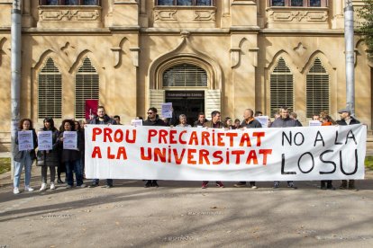 Mobilització. El mes passat un grup de docents, personal i estudiants van protestar contra la nova llei d’Universitats.