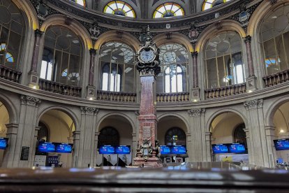 Imatge d’ahir de l’interior de les instal·lacions de la Borsa de Madrid.