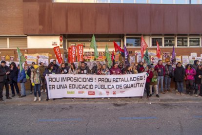 Manifestación de docentes en Lleida durante la huelga de enero.