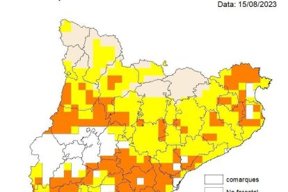 Mapa de riesgo de incendio forestal del 15 de agosto de 2023