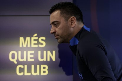 Xavi Hernández, ahir en roda de premsa.