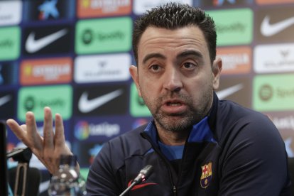 Xavi Hernández, ayer durante la rueda de prensa previa al partido ante el Villarreal