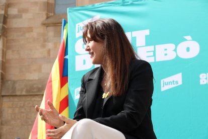 La presidenta de Junts, Laura Borràs, ahir a Sabadell.