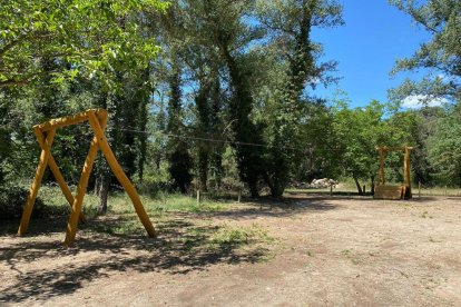 La tirolina del parque de aventuras que se ha habilitado en Ogern. 