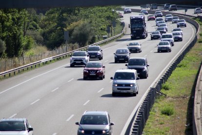 Els vehicles circulen amb fluïdesa a l'AP7 a l'alçada de Martorell a les 6 de la tarda (direcció Barcelona)