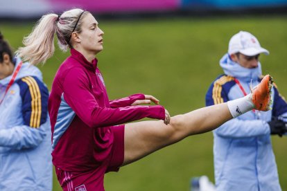 Alèxia Putellas, durant l’entrenament d’ahir de la selecció espanyola.