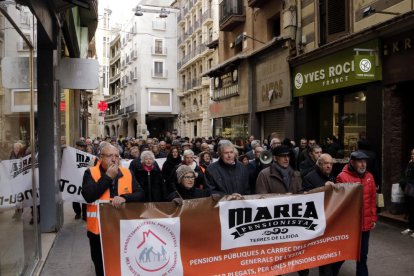 Protesta de la Plataforma Marea Pensionista a Lleida el 2019.