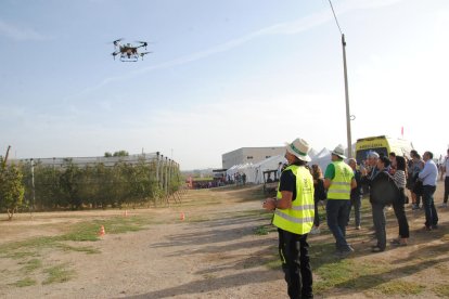 Demostración de uso de drones para el tratamiento de fitosanitarios en las fincas.