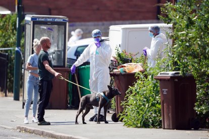 Agents forenses de la policia britànica inspeccionen una de les zones on van ocórrer els crims.