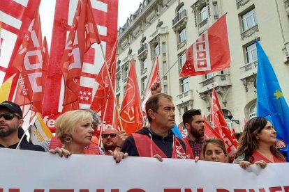 La protesta de ayer de los trabajadores de Renfe. 